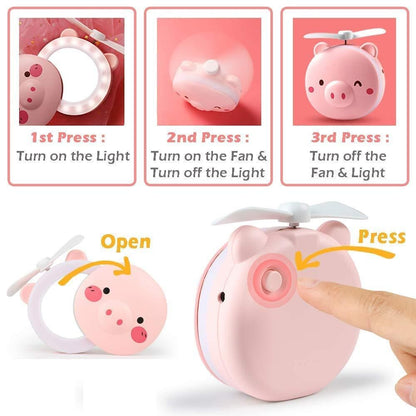 Cute Piggy Pocket LED Fan (Best Gift For Your Loved Ones) 💖