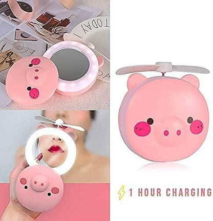 Cute Piggy Pocket LED Fan (Best Gift For Your Loved Ones) 💖