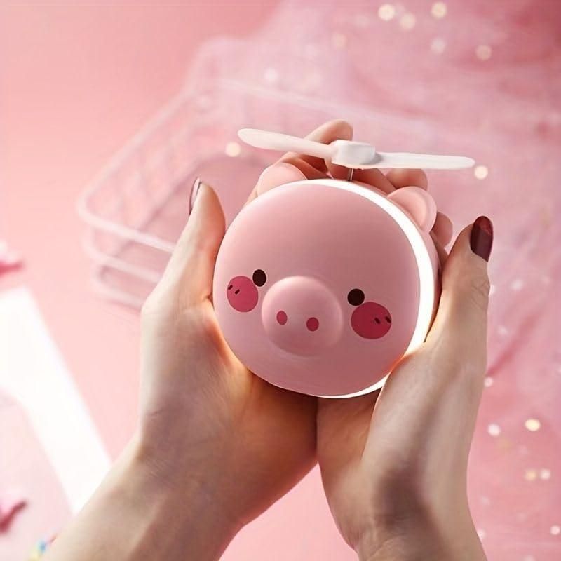 Cute Piggy Pocket LED Fan (Best Gift For Your Loved Ones) 💖